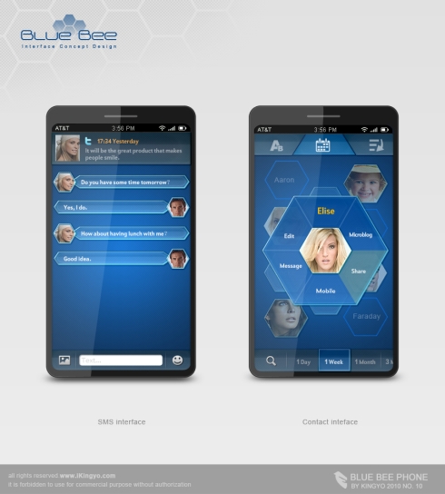 Blue Bee Phone Interface Concept is Simplistic and Intuitive