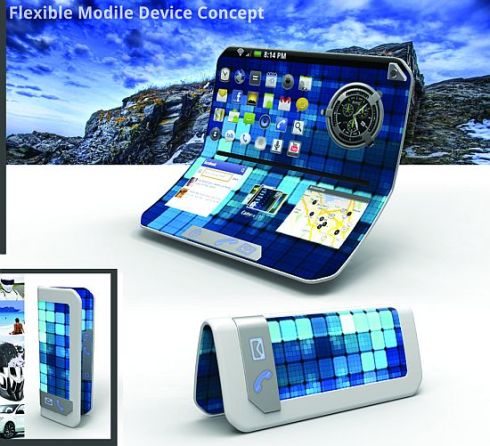Conceptual Mobile Flexible Device Transforms Into a Tablet
