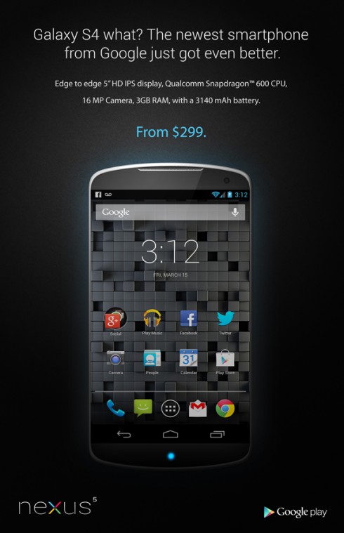 Nexus 5 Concept Challenges the Galaxy S4 to a Duel